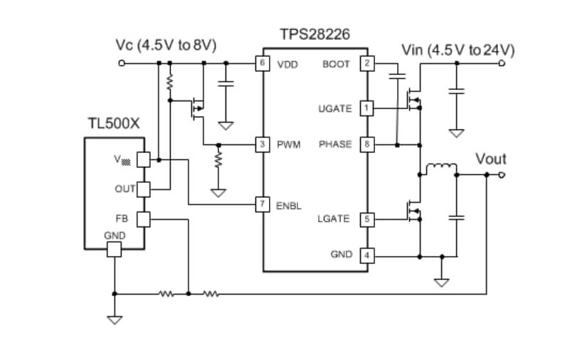 Block Diagram - Texas Instruments TPS28226 8-Pin Sink Synchronous MOSFET Drivers