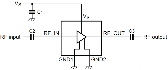 Application Circuit Diagram - NXP Semiconductors BGA2851 MMIC Wideband Amplifier
