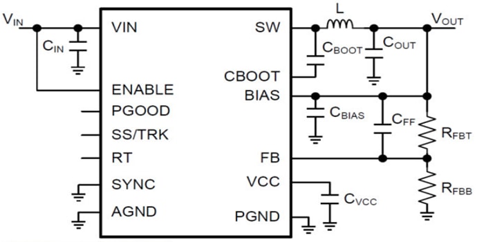 Schematic - Texas Instruments LM4600x/LM4600x-Q1 Step-Down Voltage Converter