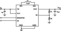 Application Circuit Diagram - Monolithic Power Systems (MPS) MP28163 Single Inductor Buck-Boost Converter