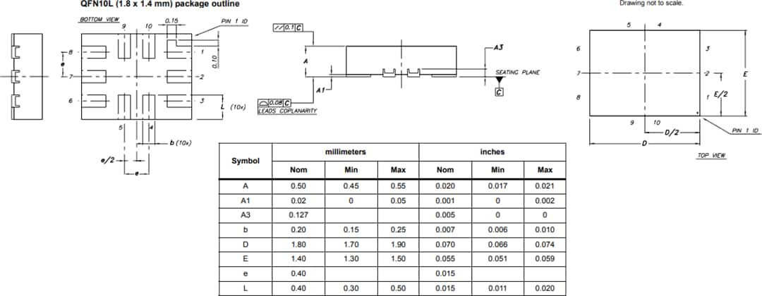 Mechanical Drawing - STMicroelectronics AS21P2TLR Analog Switch