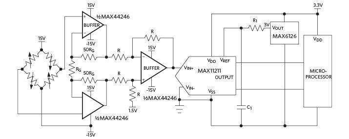 Application Circuit Diagram - Analog Devices / Maxim Integrated MAX44241/MAX44243/MAX44246 Operational Amplifiers