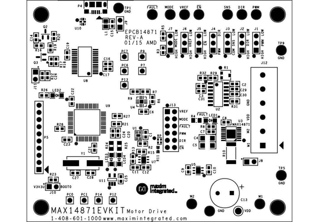 Mechanical Drawing - Analog Devices / Maxim Integrated MAX14871EVKIT Evaluation Kit