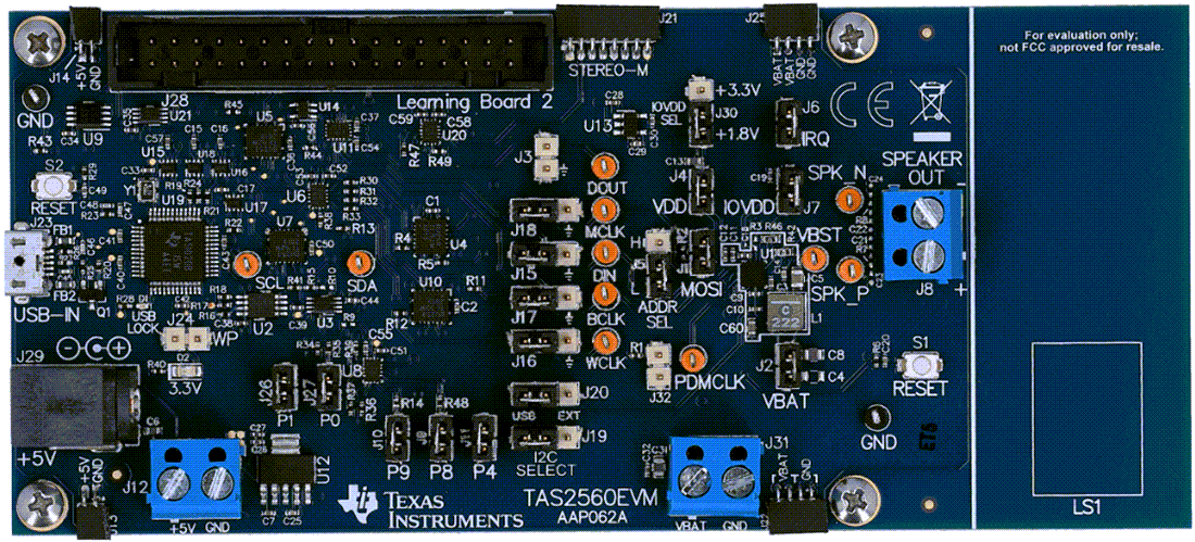 Mechanical Drawing - Texas Instruments TAS2560EVM Audio Amplifier Evaluation Module