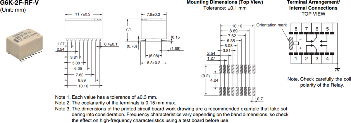 Chart - Omron Electronics G6K-2F-RF-V 8GHz High-Frequency Relays
