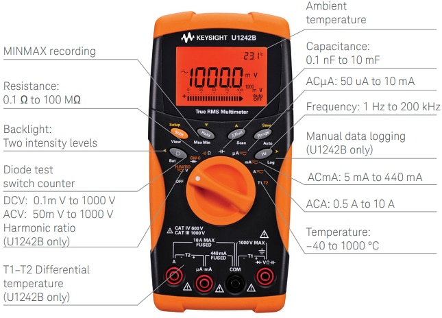 Keysight Technologies U1240B Series Handheld Digital Multimeters