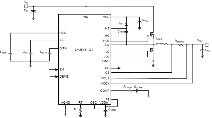 Schematic - Texas Instruments LM25141/LM25141-Q1 Synchronous Buck Controllers