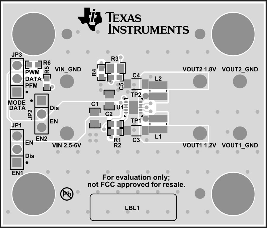 Mechanical Drawing - Texas Instruments TPS62410Q1-EVM Step-Down Converter EVM