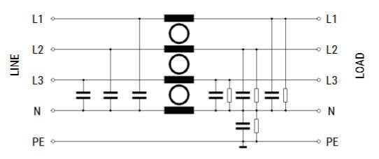 Schematic - KEMET FLLD Series High Performance EMI Filters