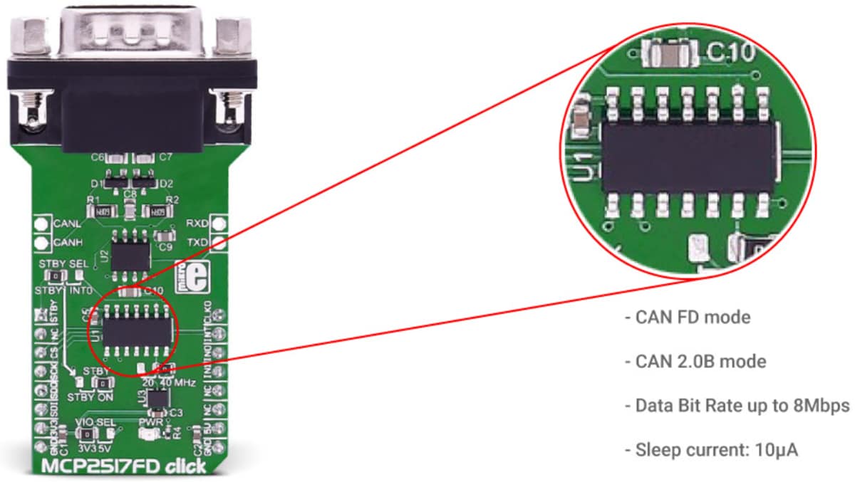 Block Diagram - Mikroe MIKROE-2379 MCP2517FD Click
