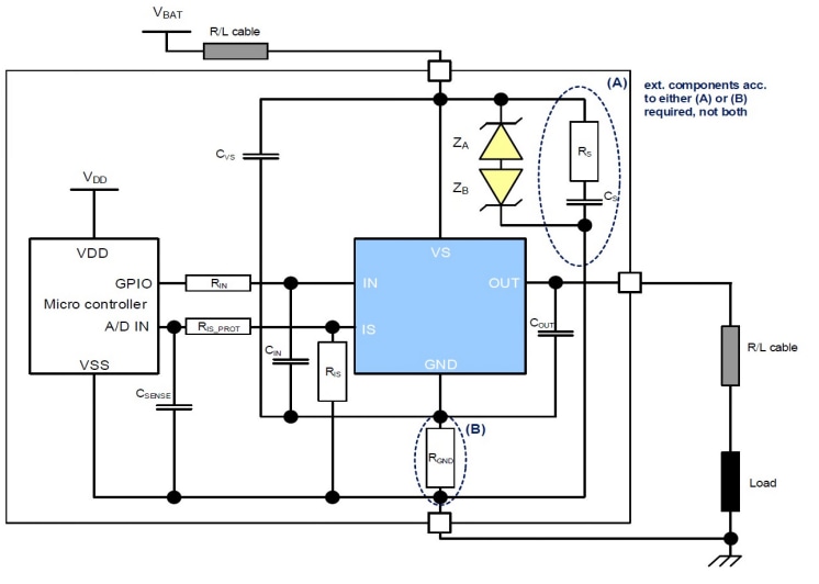 Application Circuit Diagram - Infineon Technologies SHIELDBTS500101T Arduino High Side Switch Shield