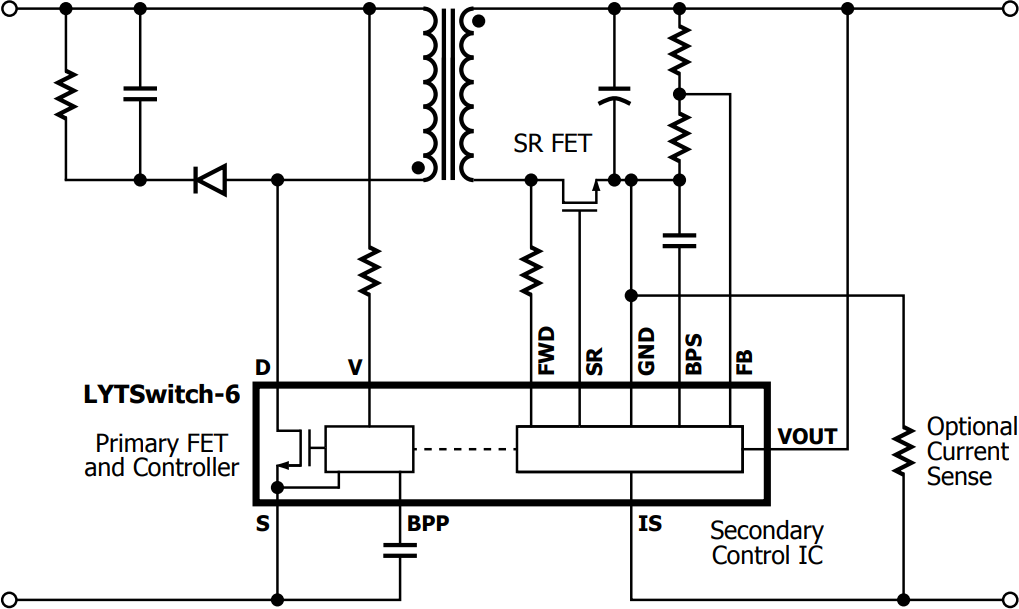 Application Circuit Diagram - Power Integrations LYTSwitch-6 LED Lighting Drivers