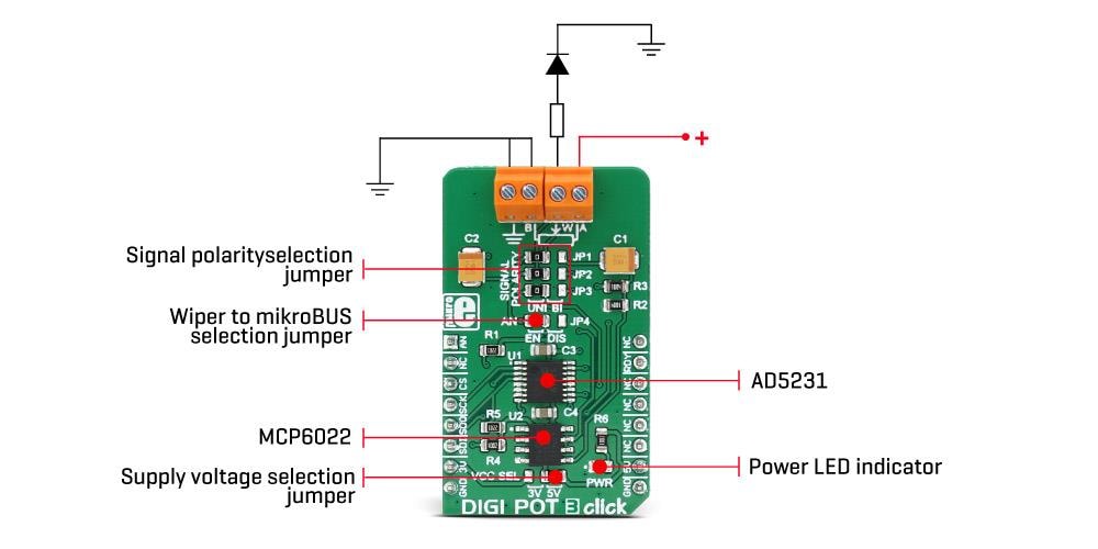 Block Diagram - Mikroe MIKROE-3016 DIGI POT 3 Click