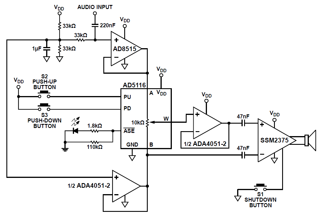Schematic - Analog Devices Inc. EVAL-CN0226-EB1Z Portable Audio Amp Eval Board