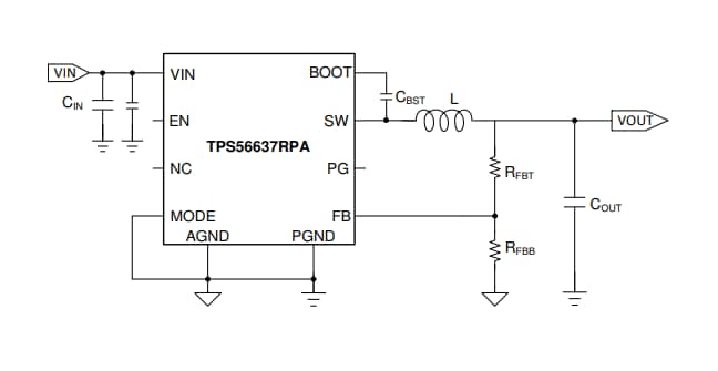 Schematic - Texas Instruments TPS56637 6A Synchronous Buck Converters