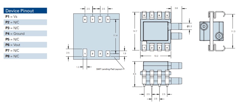 Mechanical Drawing - Merit Sensor LP Analog Pressure Sensors