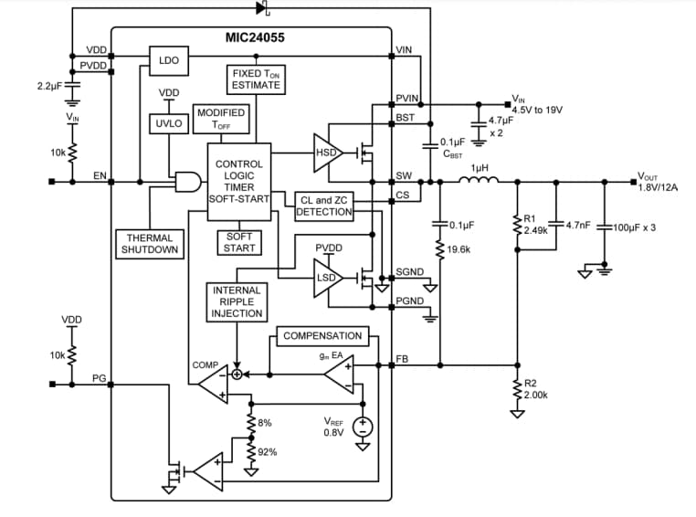 Block Diagram - Microchip Technology MIC24055 Switching Voltage Regulator