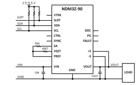 Application Circuit Diagram - CUI Inc Novum® NDM3Z Series DC-DC POL Converters