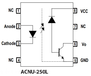 Block Diagram - Broadcom ACNU-250L High-Speed Optocouplers