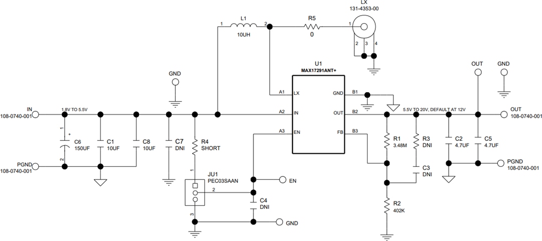Schematic - Analog Devices Inc. MAX17291EVK-WLP Evaluation Kit