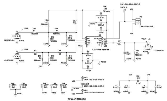 Schematic - Analog Devices Inc. EVAL-LTC6228IS8 Evaluation Board