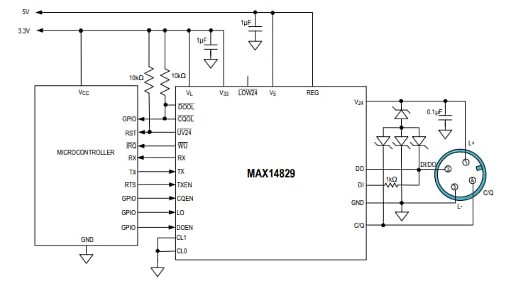 Application Circuit Diagram - Analog Devices Inc. MAX14829 Sensor Interfaces
