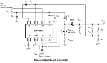 Application Circuit Diagram - Nisshinbo NJW4140 Switching Regulator ICs