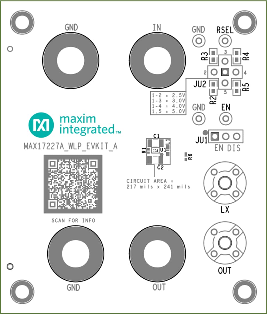 Mechanical Drawing - Analog Devices / Maxim Integrated MAX38913AEVKWLP Regulator Evaluation Kit