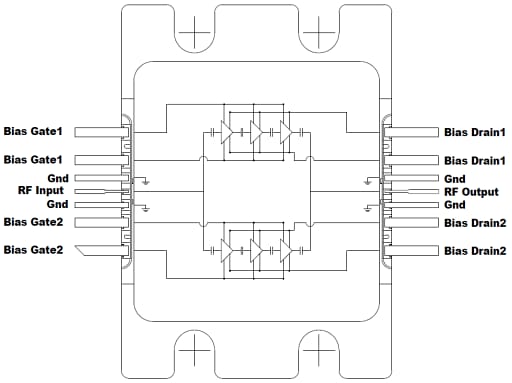 Schematic - MACOM CMPA1C1D080F 90W GaN MMIC Power Amplifier