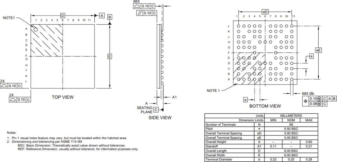 Mechanical Drawing - Microchip Technology ATMXT448UD maXTouch® Touchscreen Controller