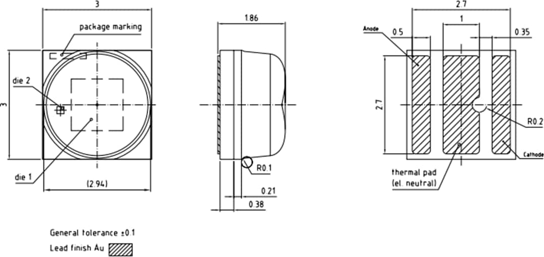 Mechanical Drawing - ams OSRAM OSLON® CSBPM2.24 Far Red LED
