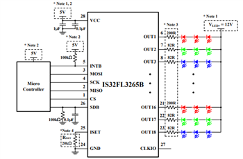 Application Circuit Diagram - Lumissil IS32FL3265 LED Drivers