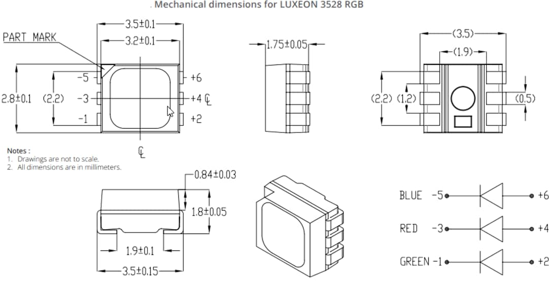 Mechanical Drawing - Lumileds LUXEON 3528 RGB LEDs