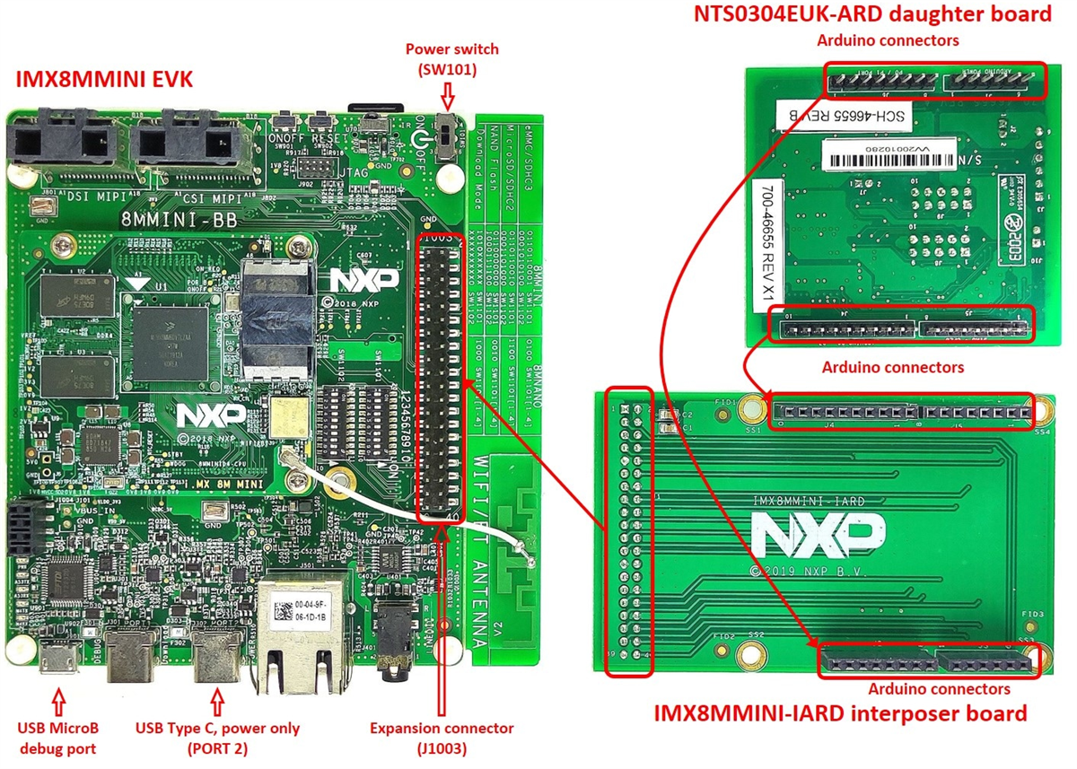 NXP Semiconductors NTS0304EUK-ARD Level Shifter Evaluation Board