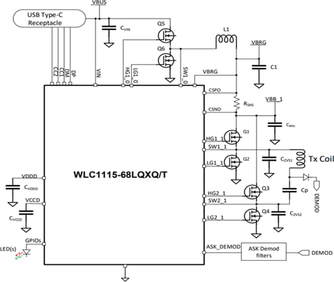 Application Circuit Diagram - Infineon Technologies WLC1115 Wireless Charging Transmitter