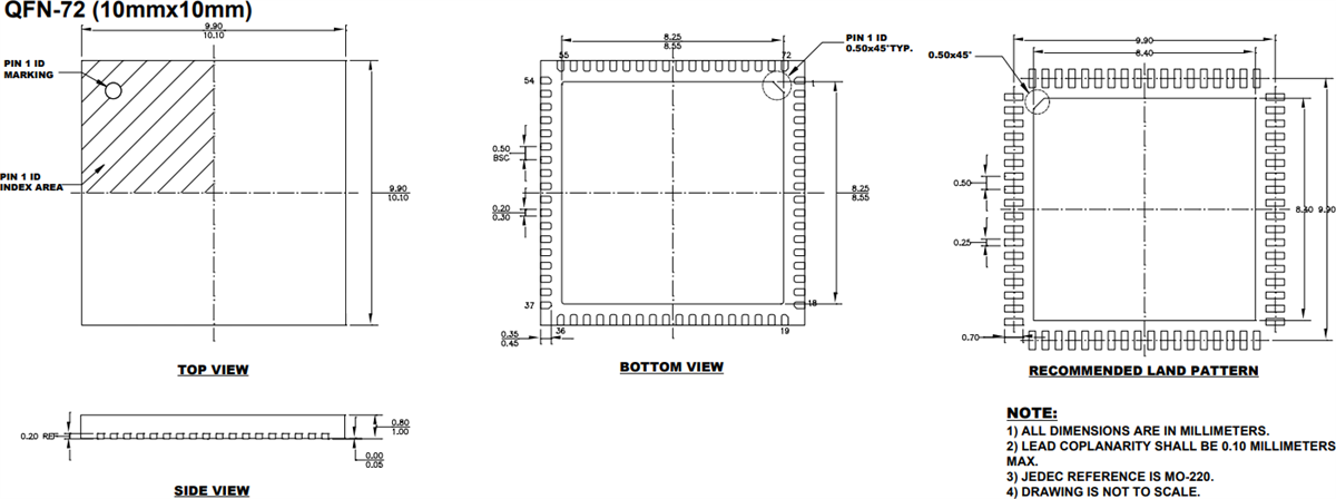 Mechanical Drawing - Monolithic Power Systems (MPS) MP4835A 32-Channel High-Voltage Analog Switch