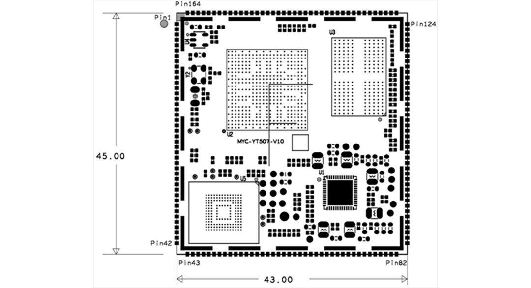 Mechanical Drawing - MYIR MYC-YT507H CPU Module