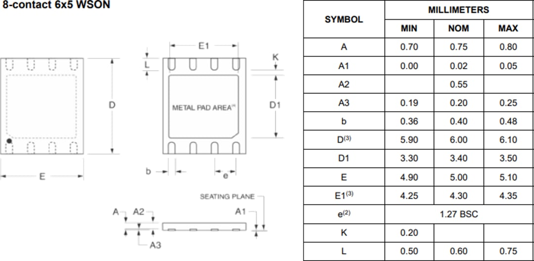 Mechanical Drawing - Alliance Memory AS25F Serial NOR Flash Memory