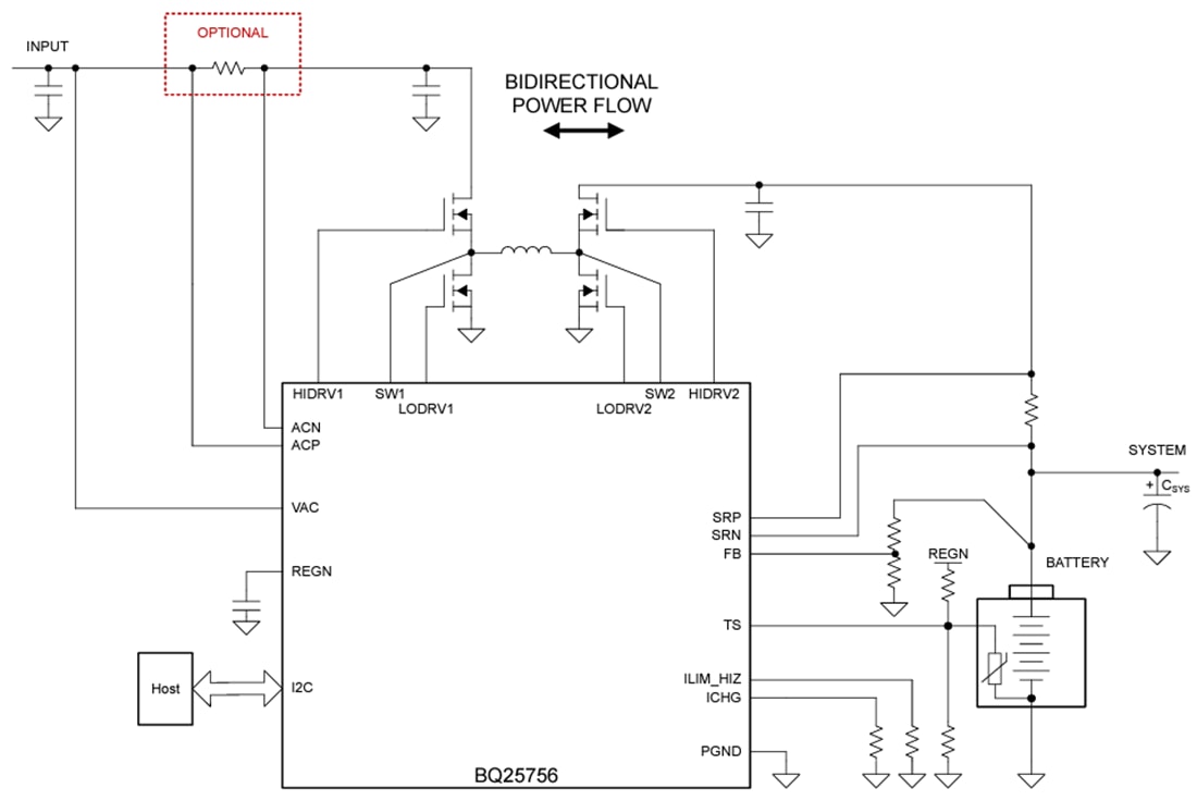 Schematic - Texas Instruments bq25756 Buck-Boost Charge Controller