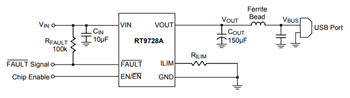 Application Circuit Diagram - Richtek RT9728x 120mΩ, 1.3A Power Switches