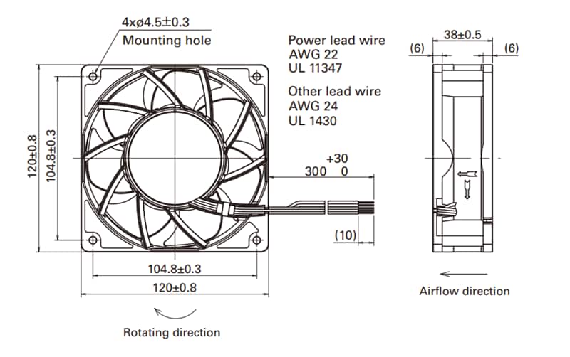 Chart - Sanyo Denki San Ace 120AD 9ADA 120x38 High Airflow ACDC Fans