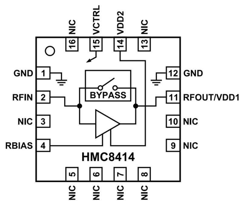 Block Diagram - Analog Devices Inc. HMC8414 Low Noise Amplifiers with Bypass Switch