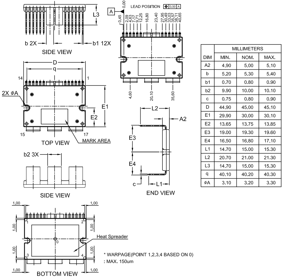 Mechanical Drawing - onsemi NXV08H350XT1 MOSFET Module