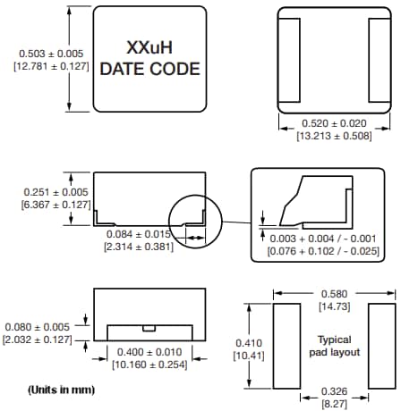 Mechanical Drawing - Vishay / Dale IHLP505WFD-5A Automotive Inductors