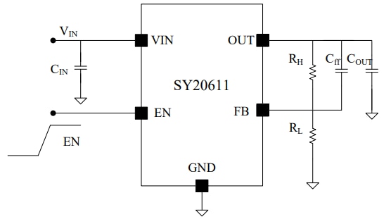 Application Circuit Diagram - Silergy SY20611 Synchronous Step Down Regulator
