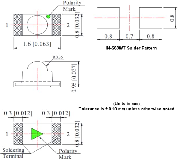 Mechanical Drawing - Inolux IN-S63WT Series Top Mount Standard SMD LEDs