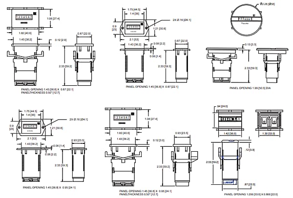 Chart - Trumeter 731 Series Low Power DC Hour Meters