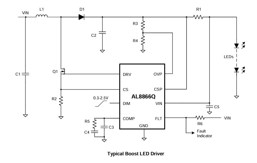 Diodes Incorporated AL8866Q Buck-Boost, Boost, Buck & SEPIC Converter