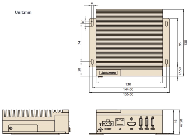 Mechanical Drawing - Advantech MIC-711 AI Inference Systems