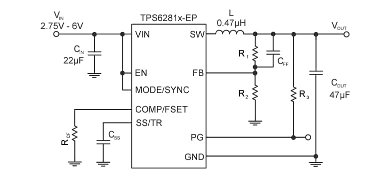 Schematic - Texas Instruments TPS6281xM/-Q1/-EP Step-Down DC/DC Converters